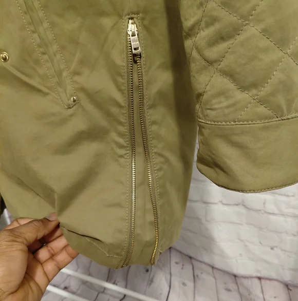 Zara Oliver Women's Khaki Green Fur-Trimmed Hooded Jacket.😍 - Picture 10 of 14